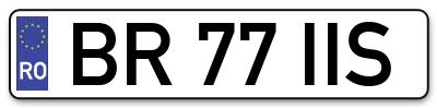 Placuta inmatriculare numar auto  BR-77-IIS, BR 77 IIS, BR77IIS