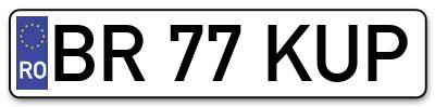 Placuta inmatriculare numar auto  BR-77-KUP, BR 77 KUP, BR77KUP