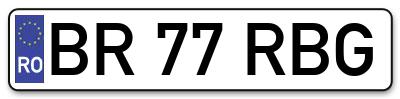 Placuta inmatriculare numar auto  BR-77-RBG, BR 77 RBG, BR77RBG