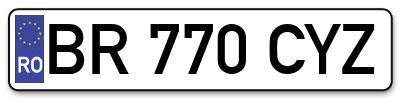 Placuta inmatriculare numar auto  BR-770-CYZ, BR 770 CYZ, BR770CYZ