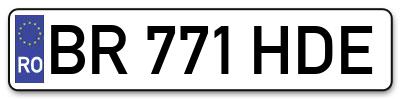 Placuta inmatriculare numar auto  BR-771-HDE, BR 771 HDE, BR771HDE