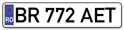 Placuta inmatriculare numar auto  BR-772-AET, BR 772 AET, BR772AET