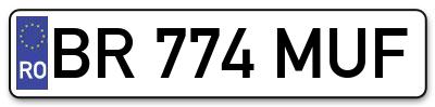 Placuta inmatriculare numar auto  BR-774-MUF, BR 774 MUF, BR774MUF