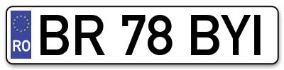 Placuta inmatriculare numar auto  BR-78-BYI, BR 78 BYI, BR78BYI