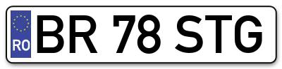 Placuta inmatriculare numar auto  BR-78-STG, BR 78 STG, BR78STG