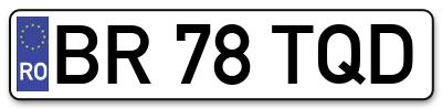 Placuta inmatriculare numar auto  BR-78-TQD, BR 78 TQD, BR78TQD