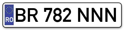 Placuta inmatriculare numar auto  BR-782-NNN, BR 782 NNN, BR782NNN