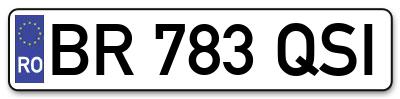 Placuta inmatriculare numar auto  BR-783-QSI, BR 783 QSI, BR783QSI
