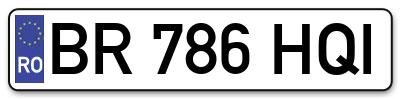 Placuta inmatriculare numar auto  BR-786-HQI, BR 786 HQI, BR786HQI