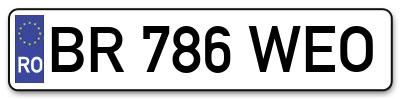 Placuta inmatriculare numar auto  BR-786-WEO, BR 786 WEO, BR786WEO