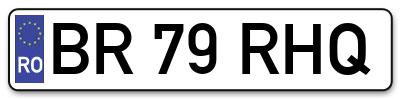 Placuta inmatriculare numar auto  BR-79-RHQ, BR 79 RHQ, BR79RHQ