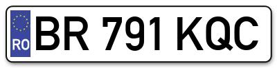 Placuta inmatriculare numar auto  BR-791-KQC, BR 791 KQC, BR791KQC