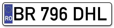 Placuta inmatriculare numar auto  BR-796-DHL, BR 796 DHL, BR796DHL