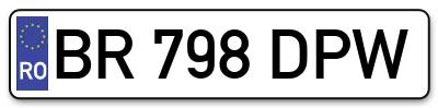 Placuta inmatriculare numar auto  BR-798-DPW, BR 798 DPW, BR798DPW