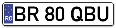Placuta inmatriculare numar auto  BR-80-QBU, BR 80 QBU, BR80QBU
