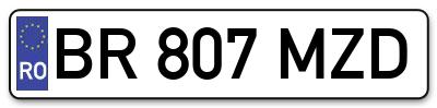 Placuta inmatriculare numar auto  BR-807-MZD, BR 807 MZD, BR807MZD