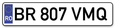 Placuta inmatriculare numar auto  BR-807-VMQ, BR 807 VMQ, BR807VMQ