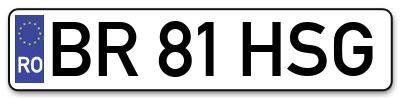Placuta inmatriculare numar auto  BR-81-HSG, BR 81 HSG, BR81HSG