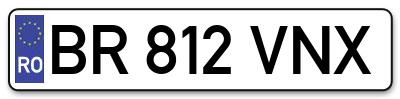 Placuta inmatriculare numar auto  BR-812-VNX, BR 812 VNX, BR812VNX