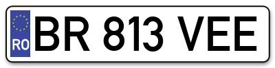 Placuta inmatriculare numar auto  BR-813-VEE, BR 813 VEE, BR813VEE