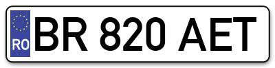 Placuta inmatriculare numar auto  BR-820-AET, BR 820 AET, BR820AET