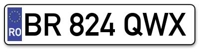 Placuta inmatriculare numar auto  BR-824-QWX, BR 824 QWX, BR824QWX