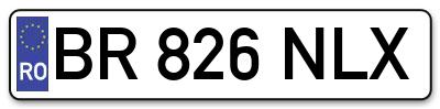 Placuta inmatriculare numar auto  BR-826-NLX, BR 826 NLX, BR826NLX