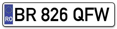 Placuta inmatriculare numar auto  BR-826-QFW, BR 826 QFW, BR826QFW