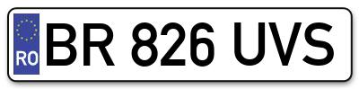Placuta inmatriculare numar auto  BR-826-UVS, BR 826 UVS, BR826UVS