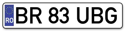 Placuta inmatriculare numar auto  BR-83-UBG, BR 83 UBG, BR83UBG