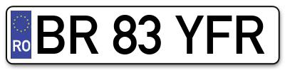 Placuta inmatriculare numar auto  BR-83-YFR, BR 83 YFR, BR83YFR