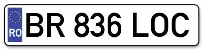 Placuta inmatriculare numar auto  BR-836-LOC, BR 836 LOC, BR836LOC