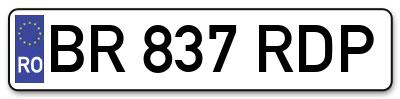Placuta inmatriculare numar auto  BR-837-RDP, BR 837 RDP, BR837RDP