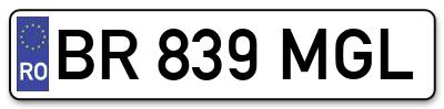 Placuta inmatriculare numar auto  BR-839-MGL, BR 839 MGL, BR839MGL