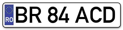 Placuta inmatriculare numar auto  BR-84-ACD, BR 84 ACD, BR84ACD