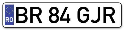 Placuta inmatriculare numar auto  BR-84-GJR, BR 84 GJR, BR84GJR