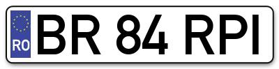 Placuta inmatriculare numar auto  BR-84-RPI, BR 84 RPI, BR84RPI