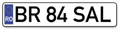 Placuta inmatriculare numar auto  BR-84-SAL, BR 84 SAL, BR84SAL