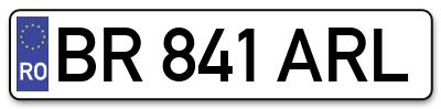 Placuta inmatriculare numar auto  BR-841-ARL, BR 841 ARL, BR841ARL