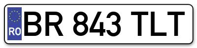 Placuta inmatriculare numar auto  BR-843-TLT, BR 843 TLT, BR843TLT