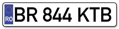 Placuta inmatriculare numar auto  BR-844-KTB, BR 844 KTB, BR844KTB