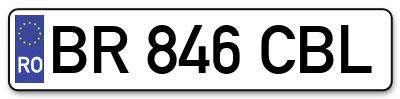 Placuta inmatriculare numar auto  BR-846-CBL, BR 846 CBL, BR846CBL