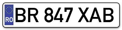 Placuta inmatriculare numar auto  BR-847-XAB, BR 847 XAB, BR847XAB