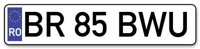 Placuta inmatriculare numar auto  BR-85-BWU, BR 85 BWU, BR85BWU