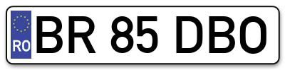 Placuta inmatriculare numar auto  BR-85-DBO, BR 85 DBO, BR85DBO