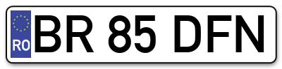 Placuta inmatriculare numar auto  BR-85-DFN, BR 85 DFN, BR85DFN