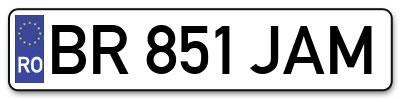 Placuta inmatriculare numar auto  BR-851-JAM, BR 851 JAM, BR851JAM