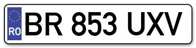 Placuta inmatriculare numar auto  BR-853-UXV, BR 853 UXV, BR853UXV