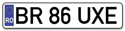 Placuta inmatriculare numar auto  BR-86-UXE, BR 86 UXE, BR86UXE