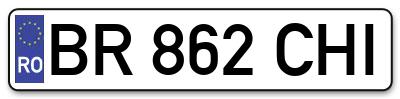 Placuta inmatriculare numar auto  BR-862-CHI, BR 862 CHI, BR862CHI